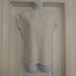 Fabletics White Open Back Short Sleeve Shirt